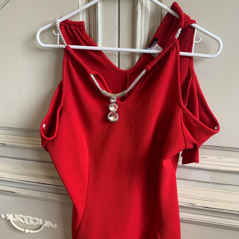 Antique red fashion magazine dress top